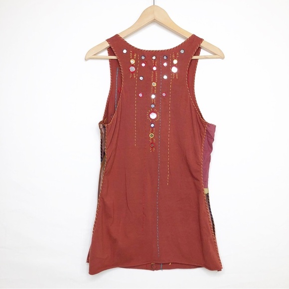 A Common thread boho embroidered embellished tank top - Picture 6 of 10